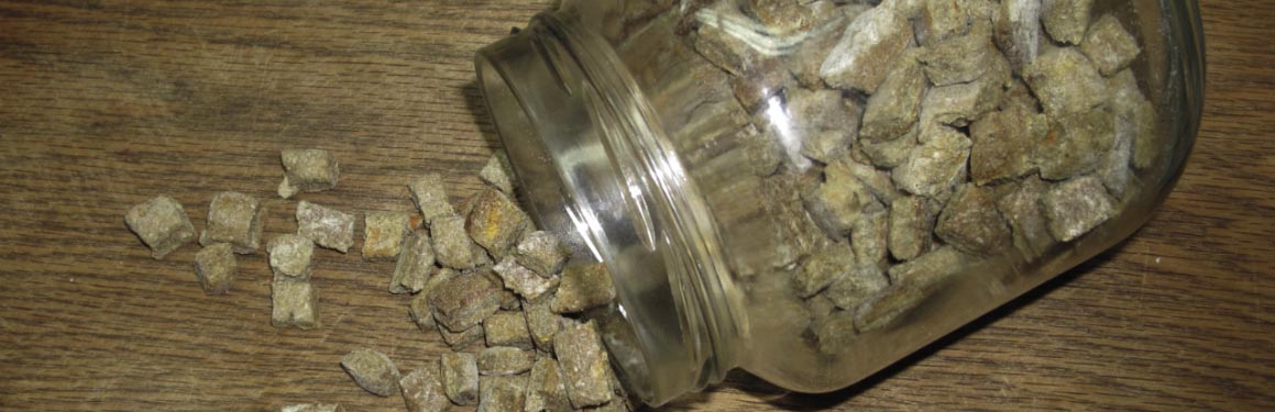 cropped image: jar on side, homemade square cookies